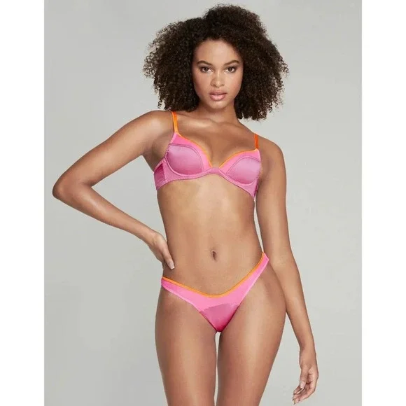 Agent Provocateur Viv Sorbet Pink 34B/3 Silk Set NWT